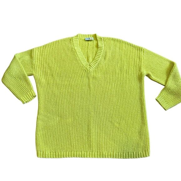 Zara Oversized Yellow Knit V-Neck Sweater - Picture 6 of 11